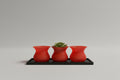Sunset Bloom Planter Set - 3D Printed Spiral Planters with Black Tray (Set of 3)