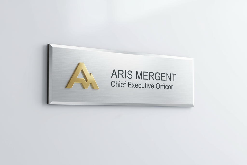NAMEPLATE WITH CUSTOM LOGO AND POSITION FOR OFFICE WALL